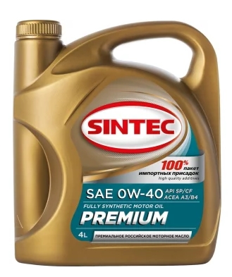 Масло моторное SINTEC Premium SAE 0W-40 4л API SP/CF ACEA A3/B4 